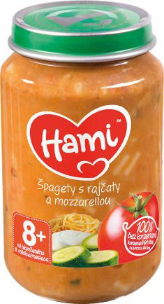 Hami příkrm Špagety s rajčaty a mozzarellou od uk. 8. měsíce