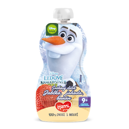 Hami Disney Frozen Olaf ovocno-zeleninová kapsička Jablko, Jahoda, Banán 110 g, 9+