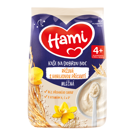 Hami mléčná kaše rýžová s vanilkovou příchutí od uk. 6. měsíce
